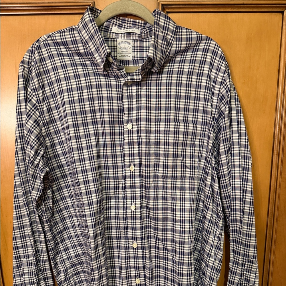 Brooks Brothers Navy and White Checkered Shirt